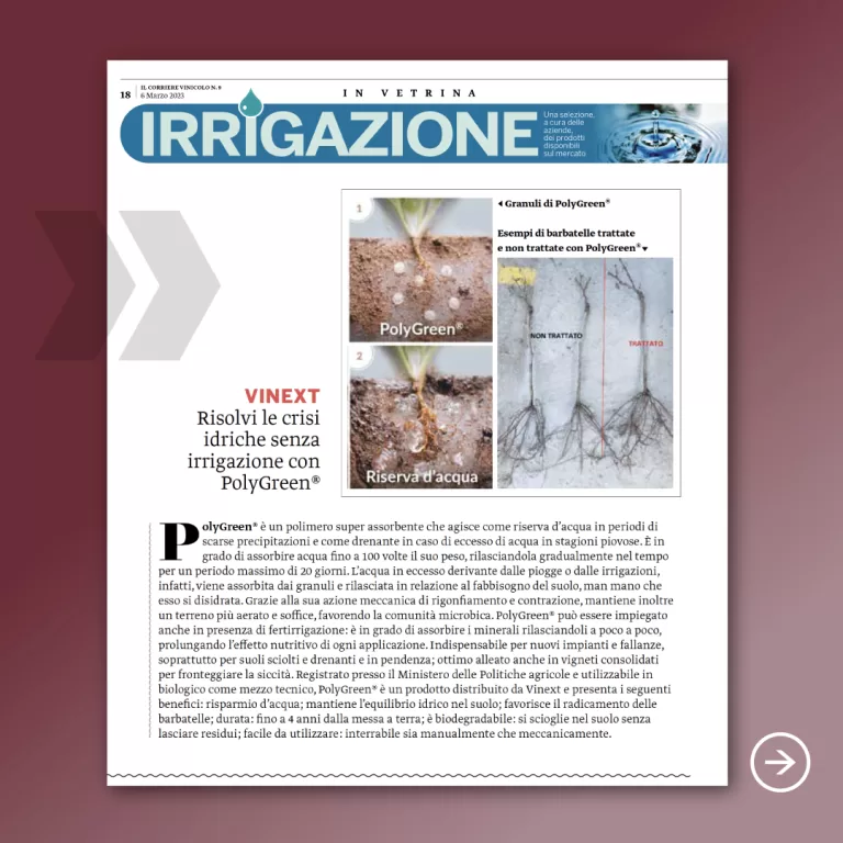 Corriere Vinicolo: focus irrigazione